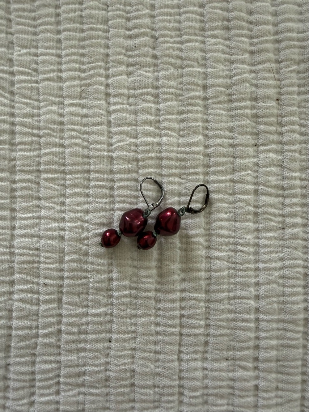 Women's Red Pearl Drop Earrings - Elegant Everyday Style
